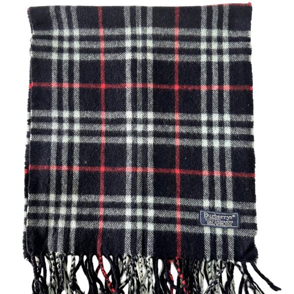 Burberrys Classic Check Scarf Black 100% Cashmere Unisex Scarf Made In … - Picture 2 of 7